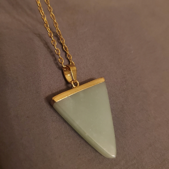 Seafoam Triangle and Gold Accent Necklace - Picture 1 of 5